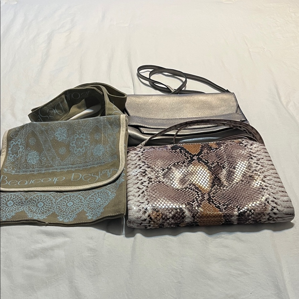 A new day Snake Print, Summer & Rose Metallic  and Beaucoup Designs bags